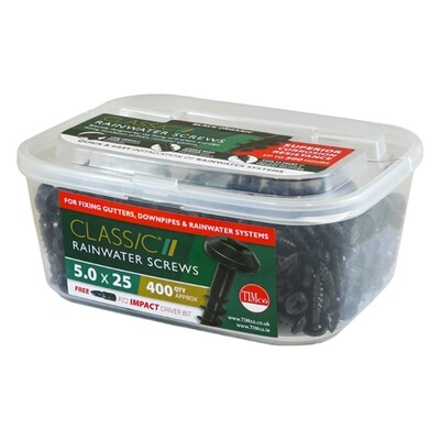 4.0 x 40mm Classic Rainwater Screws - PZ - Low Profile Pan - Exterior - Black   Tub of 300