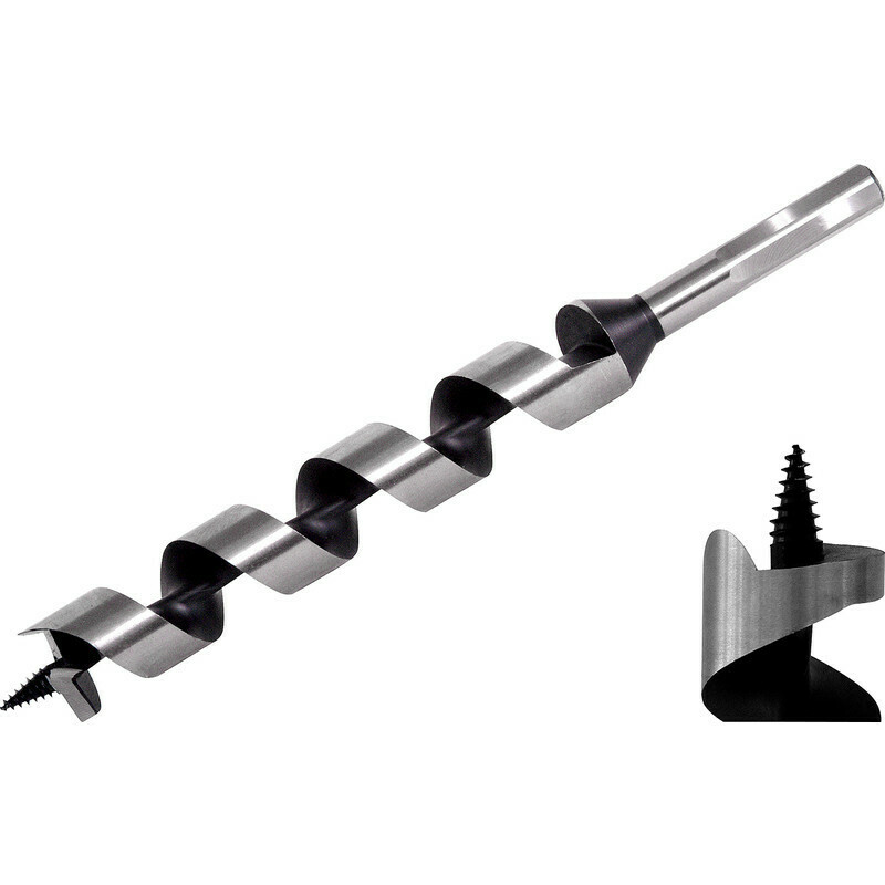 12mm x 600mm Lewis Wood Auger with a 9.5mm hex shank and a 515mm cutting spiral
