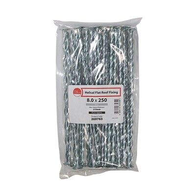 8.0 x 250mm Helical Flat Roof Fixing - Zinc Pack of 25