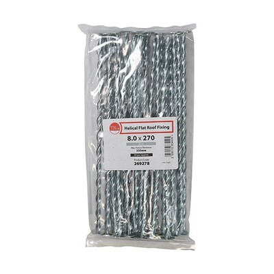 8.0 x 270mm Helical Flat Roof Fixing - Zinc Pack of 25