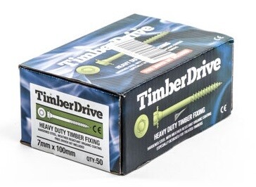 Timber Drive Screws 7.0mm x 100mm  Box of 50 Green External Coating Hex Head