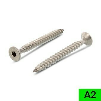 8.0 x 50mm Csk Torx TX40 A2 Stainless Steel Wood Screws Full Thread Boxed in 100s