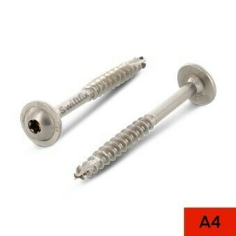 6.0 x 100mm Flange Head TX25 Torx Drive Wood Screws A4 Stainless Steel Boxed in 100s