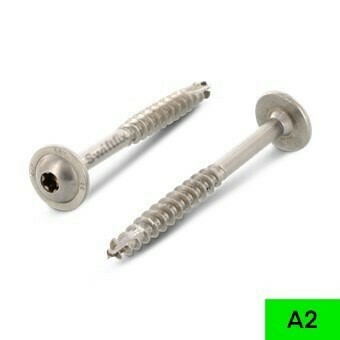 5.0 x 100mm Flange Head TX20 Torx Drive Wood Screws A2 Stainless Steel Boxed in 100s