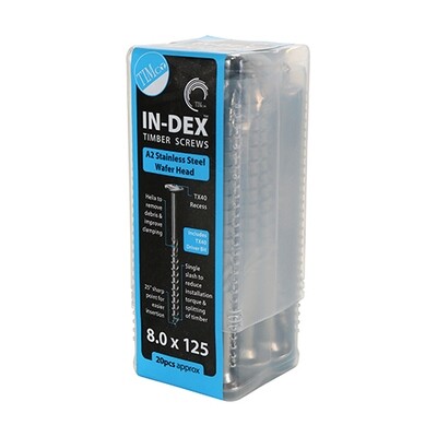 8.0mm x 150mm Flange Head TX40 Torx Drive wood screws in A2 stainless steel.  Box of 20