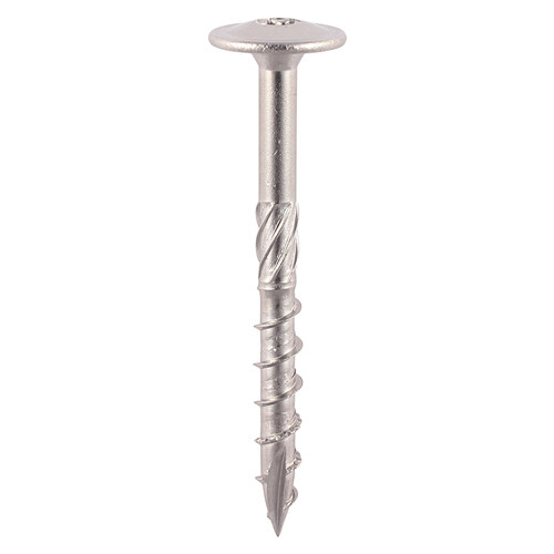 8.0mm x 80mm Flange Head TX40 Torx Drive wood screws in A2 stainless steel.  Box of 20