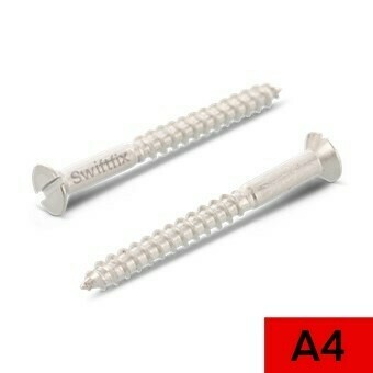 5.0 x 30mm  (9.2mm head) Countersunk Slotted A4 316 Stainless Steel  Box of 100