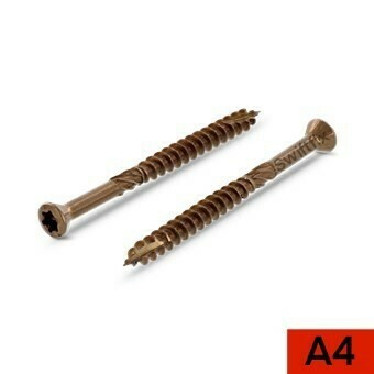 5.0 x 70mm Countersunk TX25 Decking &amp; Facade Screws A4 Stainless Steel Bronze Coating Box of 200