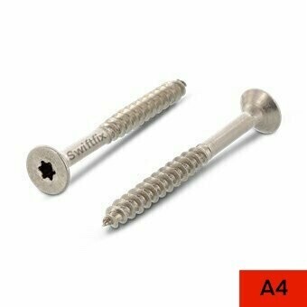 5.0 x 50mm Csk  Torx TX25 A4 Stainless Steel Wood Screws Part thread Boxed in 200s
