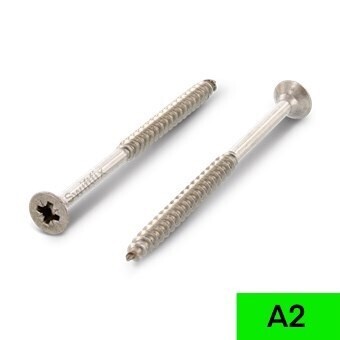 4.5 x 70mm Countersunk Pozi Drive Part Thread Wood Screws A2 Stainless Steel box of 200