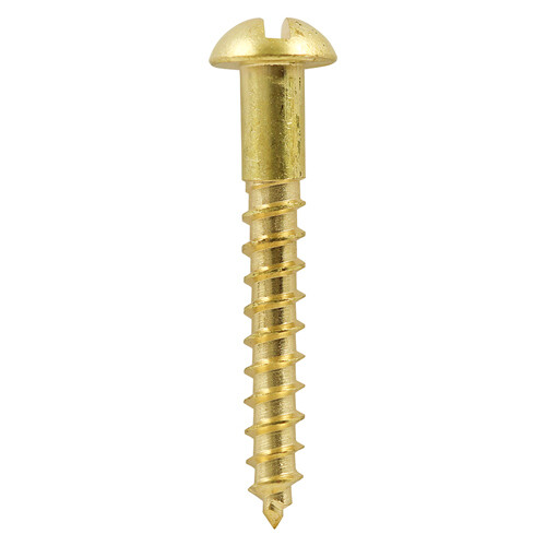 8 x 1 1/2 Brass Woodscrew Slotted Round  Box of 200