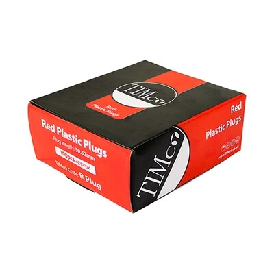 Red Plastic Plugs for screws 3.5mm, 4.0,mm, 4.5mm &amp; 5.0mm  (No6-No.10) Diameters  Pack of 100
