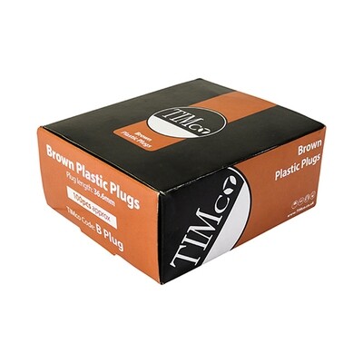 Brown Plastic Plugs for screws 4.5mm,5.0mm,5.5mm &amp; 6.0mm  (No8-No.12) Diameters  Pack of 100