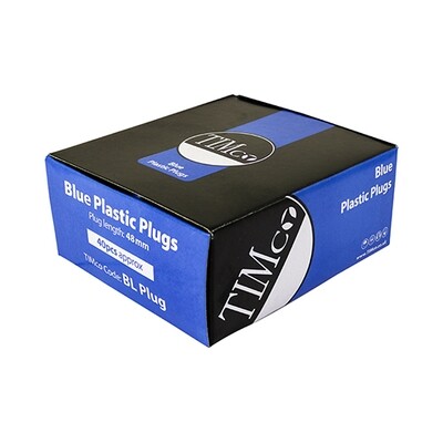 Blue Plastic Plugs for screws 6.0mm,6.50mm,7.0mm,7.5mm &amp; 8.0mm  (No12-No.18) Diameters  Pack of 40