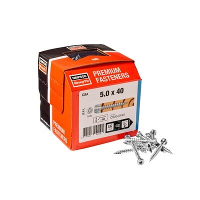 Simpson Part CSA5.0x40 &amp; TX20  5.0mm x 40mm Connector Screws Electro Galvanised  Box of 250