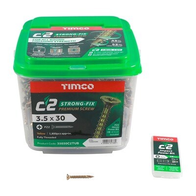 3.5mm x 30mm (Tub of 1800 screws) Classic C2 Premium Pozi Countersunk Wood Screws.