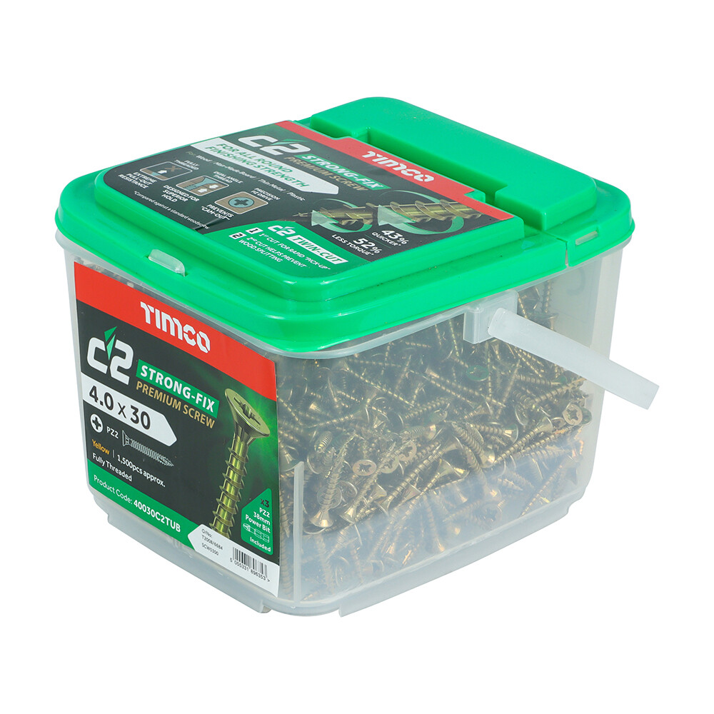 4.0mm x 25mm (Tub of 1700 screws) Classic C2 Premium Pozi Countersunk Wood Screws.