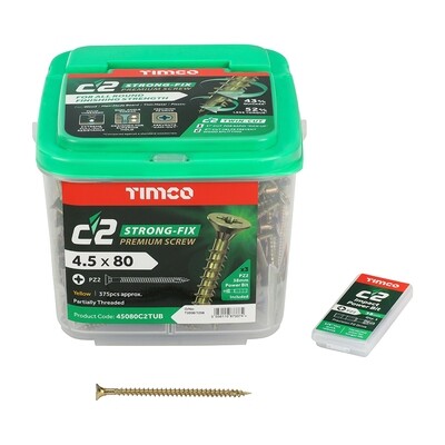 4.5mm x 80mm (Tub of 375 screws) Classic C2 Premium Pozi Countersunk Wood Screws.