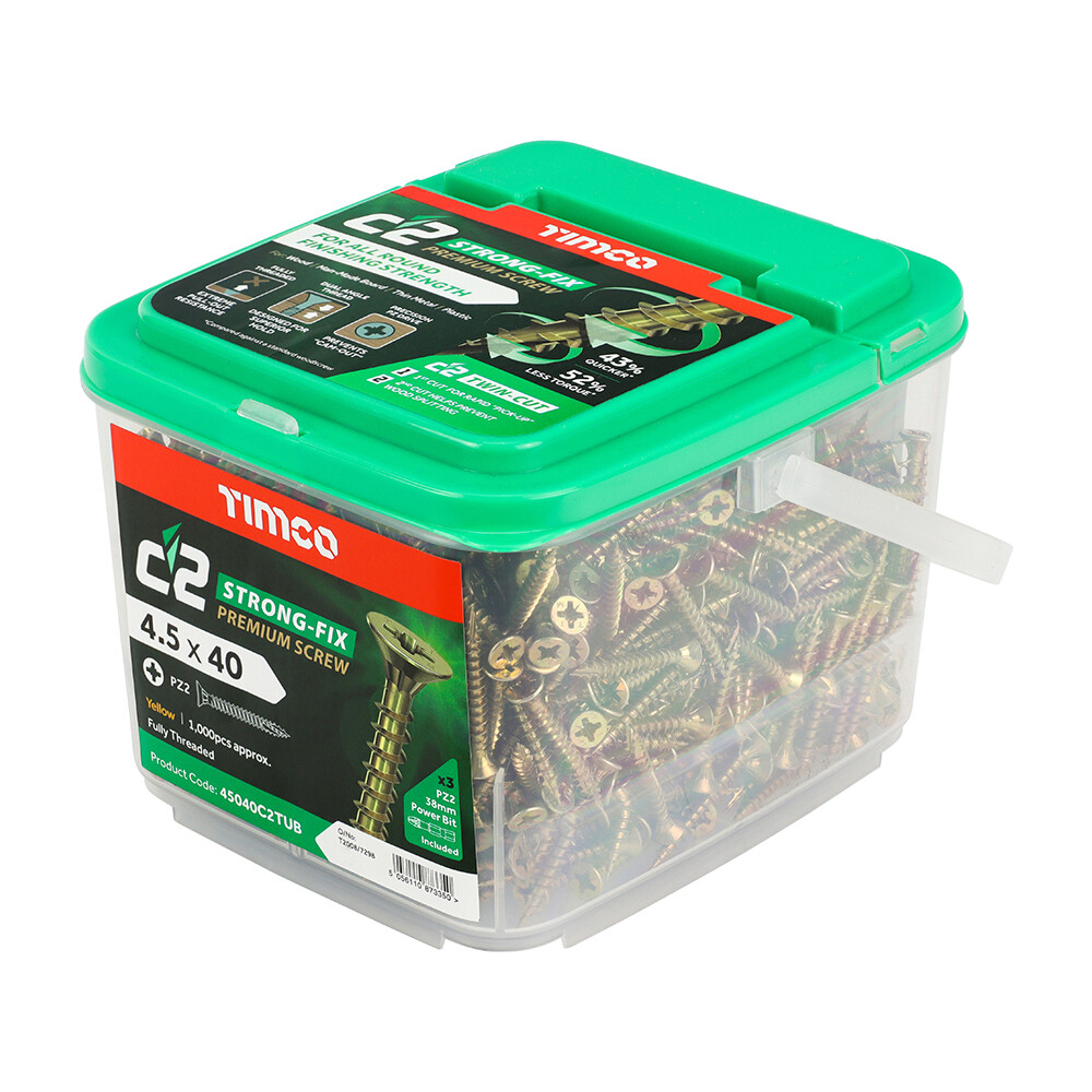 4.5mm x 40mm (Tub of 1000 screws) Classic C2 Premium Pozi Countersunk Wood Screws.