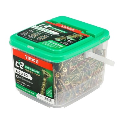 4.5mm x 40mm (Tub of 1000 screws) Classic C2 Premium Pozi Countersunk Wood Screws.