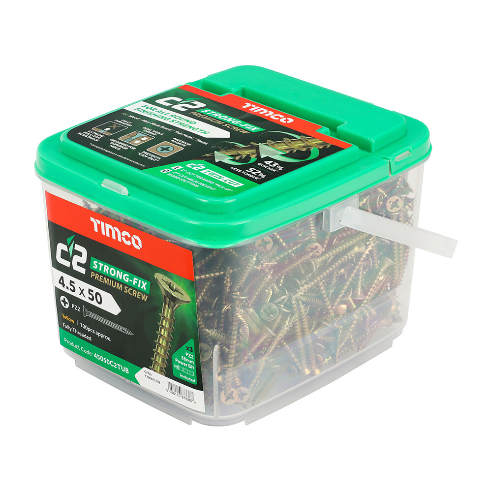 4.5mm x 50mm (Tub of 700 screws) Classic C2 Premium Pozi Countersunk Wood Screws.