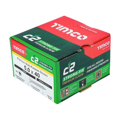 5.0mm x 40mm C2 Strongfix Premium Pozi Countersunk Wood Screws. Box of 200