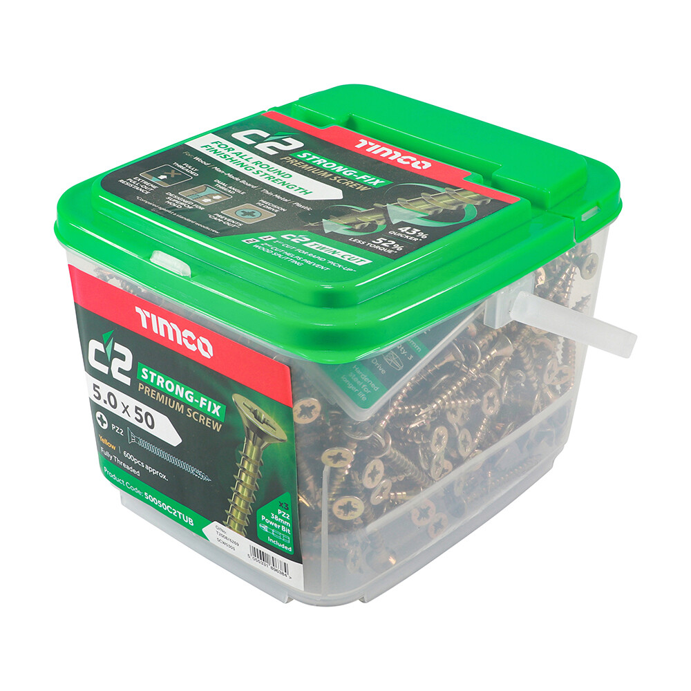 5.0mm x 50mm (Tub of 600 screws) Classic C2 Premium Pozi Countersunk Wood Screws.