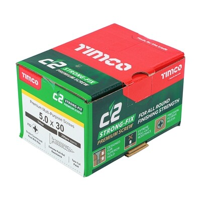 5.0mm x 30mm  Classic Strongtie Premium Pozi Countersunk Wood Screws. Box of 200