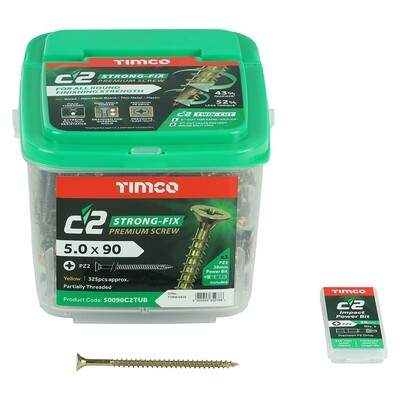 5.0mm x 90mm (Tub of 325 screws) Classic C2 Premium Pozi Countersunk Wood Screws.