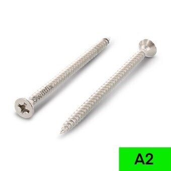 3.0 x 10mm Countersunk Pozi Drive Wood Screws A2 Stainless Steel  Box of 500
