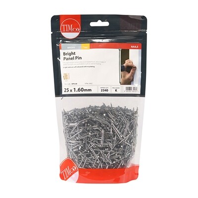 25mm x 1.60mm Panel Pin Bright 1kg Bag