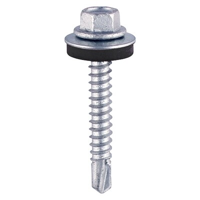 5.5mm x 70mm Hex Head Self Drilling Screws Zinc (16mm Rubber Washer) Box of 100