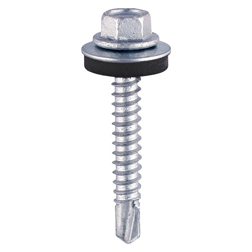 5.5mm x 50mm Hex Head Self Drilling Screws Zinc (16mm Rubber Washer) Box of 100