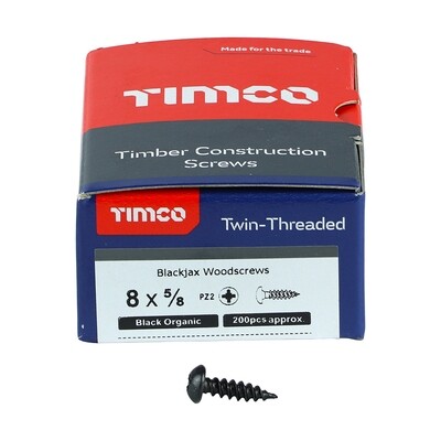 8 x 5/8 Blackjax Roundhead Woodscrew  Box of 200