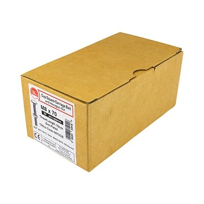 M16 x 110  Cup Square Hex (carriage Bolts) Zinc  Box of 10