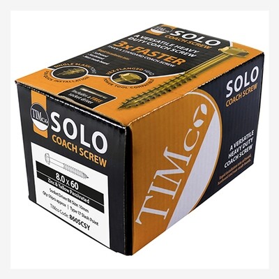8.0 x 80mm Hex Washer Coach Screw Zinc &amp; Yellow Coated  Pack of 50 (Includes 1 Bit Driver)
