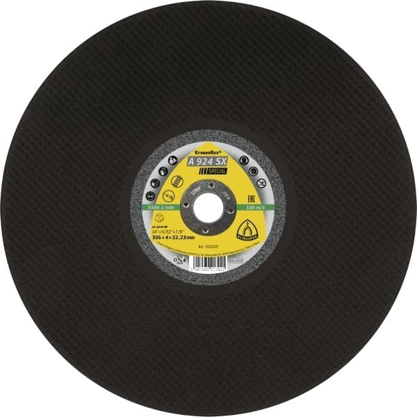 350mm x 4mm thick x 25.4mm Bore  Klingspor Kronenflex Railway Cutting Discs   Pack of 10