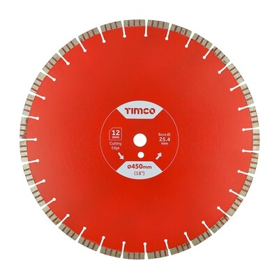 Addax 450 x 25.4mm Premium Diamond Blade - Turbo Segmented