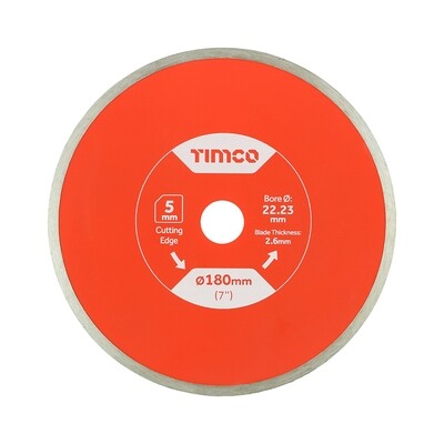 Addax 180 x 22.2mm General Purpose Tile &amp; Ceramic Diamond Blade - Continuous