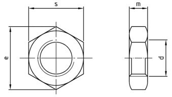 M16 Din 439 Half Nuts (Thin Lock Nuts) A2 stainless steel