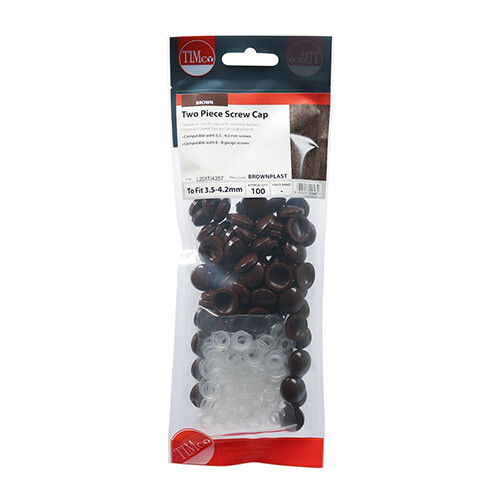 Two Piece Screw Caps - Brown To fit 3.5 to 4.2 Screw (Pack of 100)
