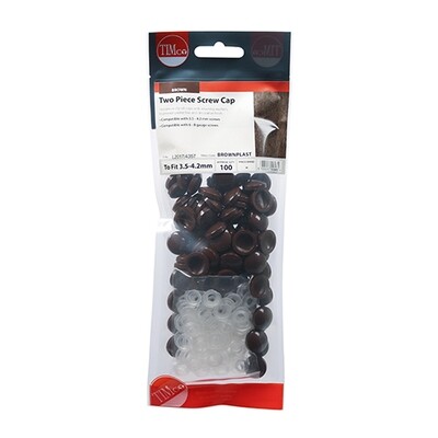 Two Piece Screw Caps - Brown To fit 3.5 to 4.2 Screw (Pack of 100)