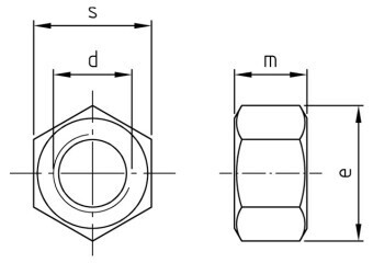M10  Full Nuts Din 934 A2 304 Stainless Steel