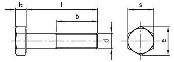 M12 x 360 Hex Bolt Din 931 A2-70 Stainless Steel (Pack of 10)