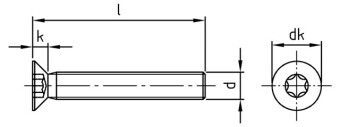M8 x 100 Countersunk Torx TX45 Machine Screw (full Thread)  ISO 14581 A4 316