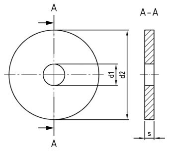 Large Washer Din 1052  A2 Stainless Steel  - Size 14mm ID, 58mm Outside Diameter, 6mm Thick  (Box of 50)