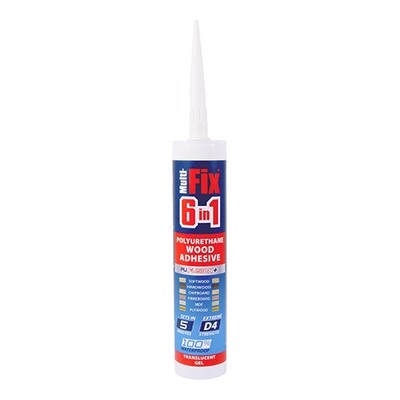 6in1 PU D4 Wood Adhesive 5min Gel 310ml Interior &amp; Exterior