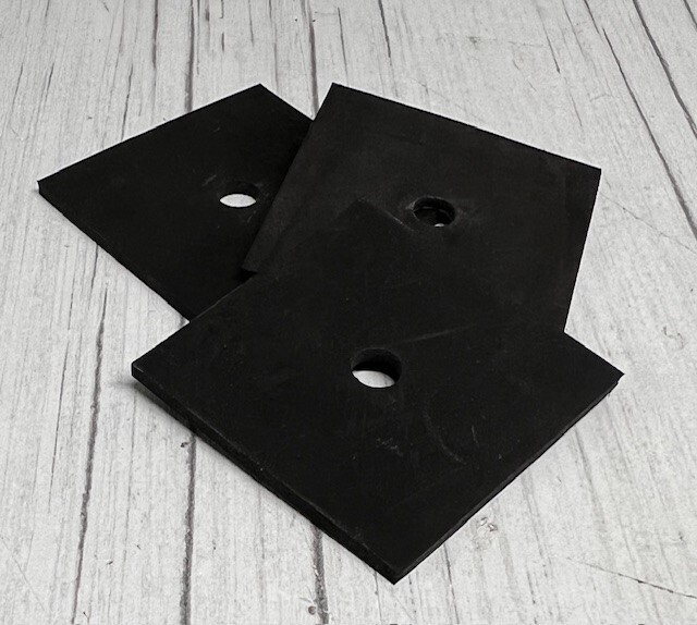 51mm x 51mm x 2mm Square Rubber Washer 12.5mm Hole