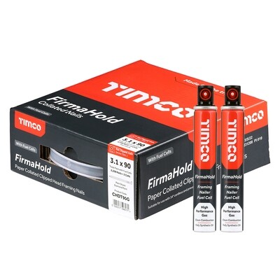 3.1 x 90mm (Galvanised) Firmahold Gas Fired 1st Fix Nails 1 box 2200 Nails &amp; 2 Gases