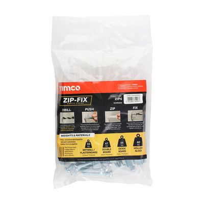 Zip-Fix Cavity Wall Fixings - Zinc  M6  pack of 6